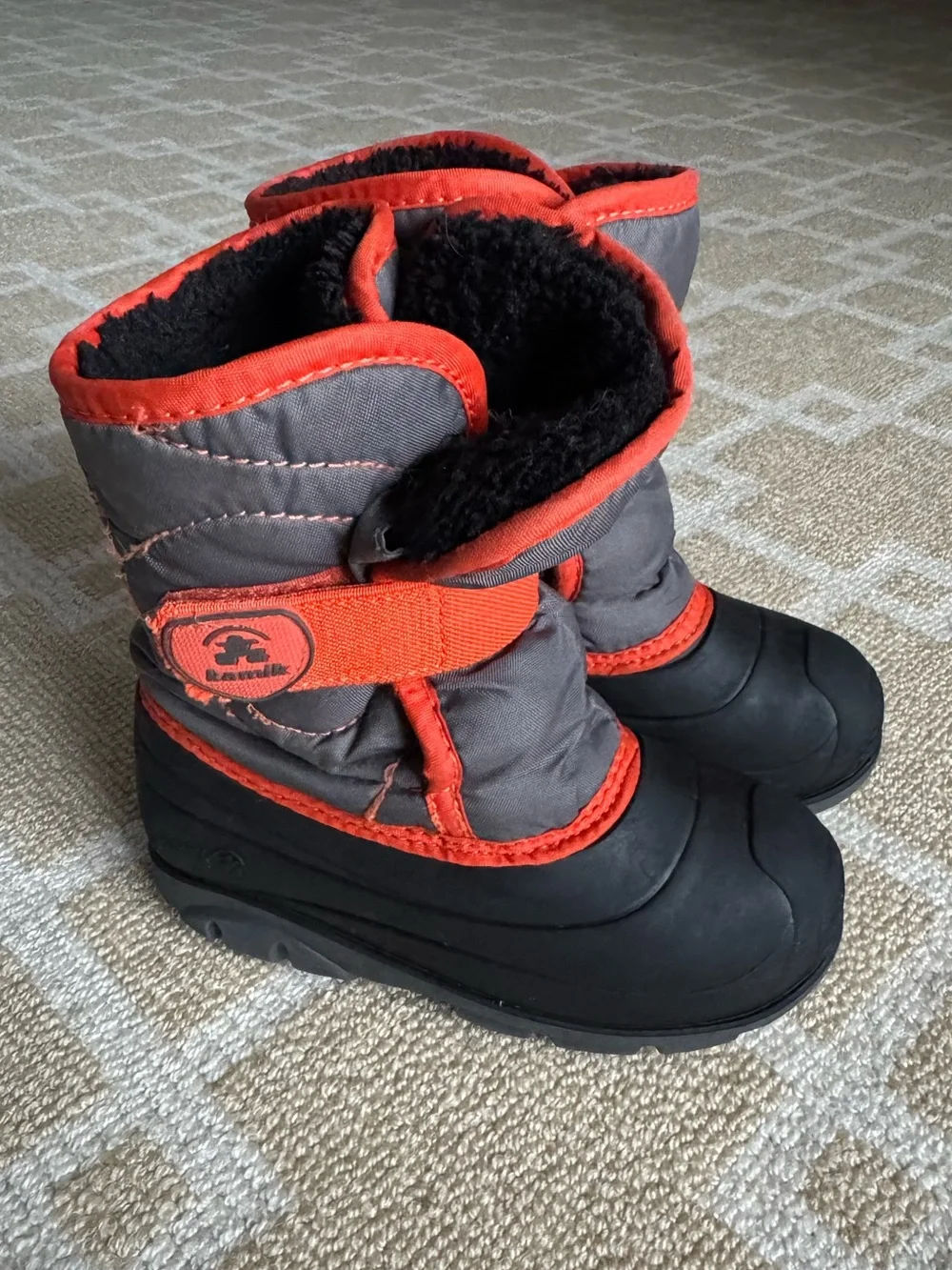 Kamik Kids Insulated Waterproof Winter Snow Boots Gray Orange Boys Size 10